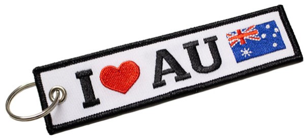 Portachiavi ricamo I love Australia AU