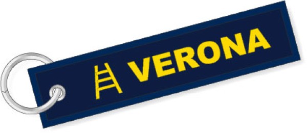 Portachiavi ricamato Verona Scala giallo blu