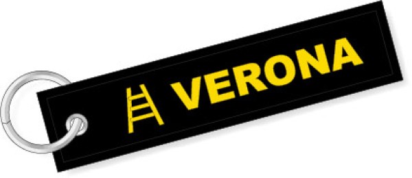Portachiavi ricamato Verona Scala nero